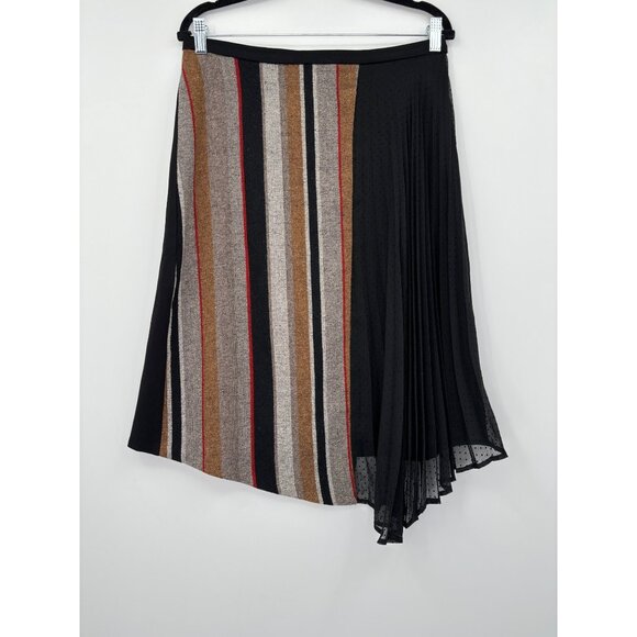 Anthropologie Eva Franco Asymmetrical Striped Tweed Pleated Chiffon Skirt 10